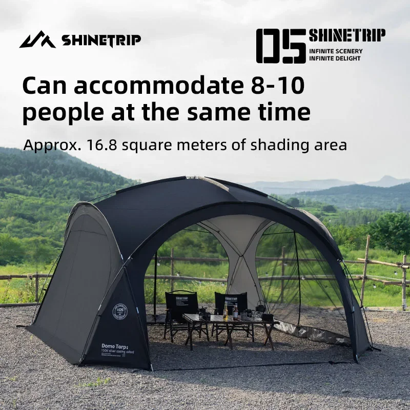 

ShineTrip Outdoor Silver Coated Canopy 8-10person Camping Dome Tents And Sunscreen Self-driving Waterproof Sunshade Tent Dome