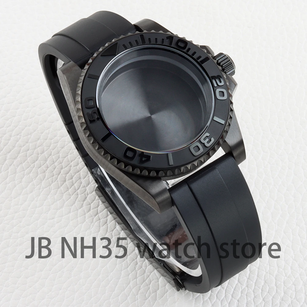 

Nh35 40mm Watch Case Black Ceramic Bezel For Nh34 Nh35 Nh36 Nh38 Movement 28.5MM Dial Rubber Bracelet Yacht-Master Case