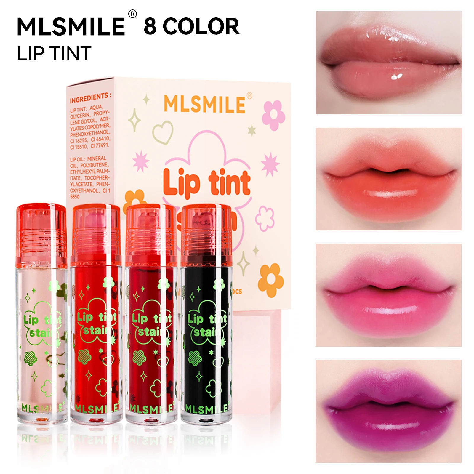 

8 colors lip dye, bright colors, moisturizing light, non-sticky, high pigment color lasting, hydrating lip gloss