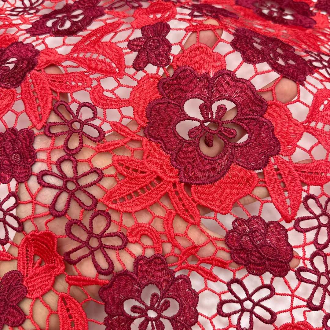 

Water Soluble Guipure Cord Two Tone Floral Nigerian French Milk Silk Lace Fabric For Sewing Evening Dress Making Fabric Artisan
