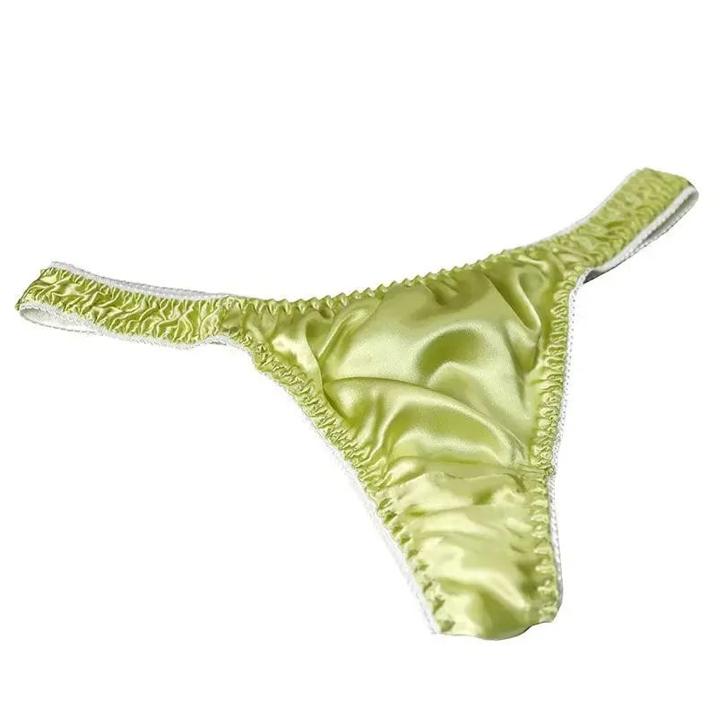 Мужские шелковистые сенсорные стринги, 100% шелковые эластичные футболки с низкой талией, дышащие удобные стринги, мужские трусы, трусы для мальчиков