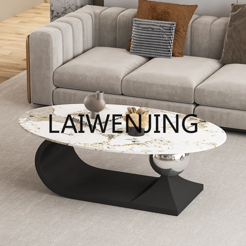 

New Affordable Luxury Style Stone Plate Coffee Table Size Combination Living Room Home Marble Tea Table Oval