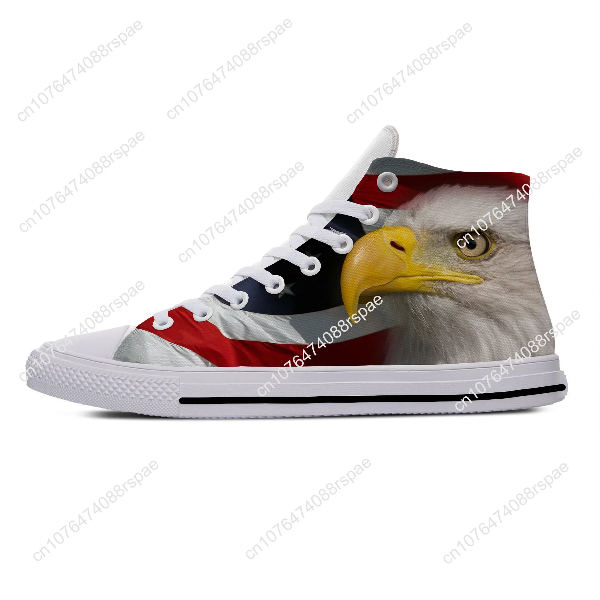 USA US American America Flag Eagle Patriotic Casual Cloth Shoes High Top Lightweight Breathable 3D Print Men Women Sneakers