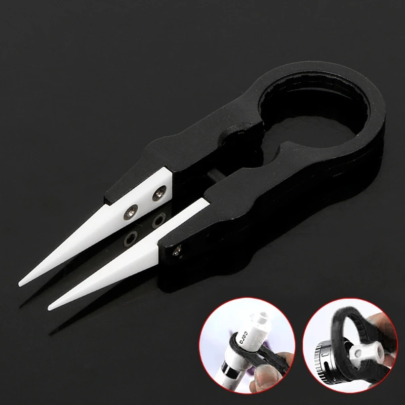 Multifunctional Steam Vaper Ceramic Insulation for Head Tweezers Forceps Black