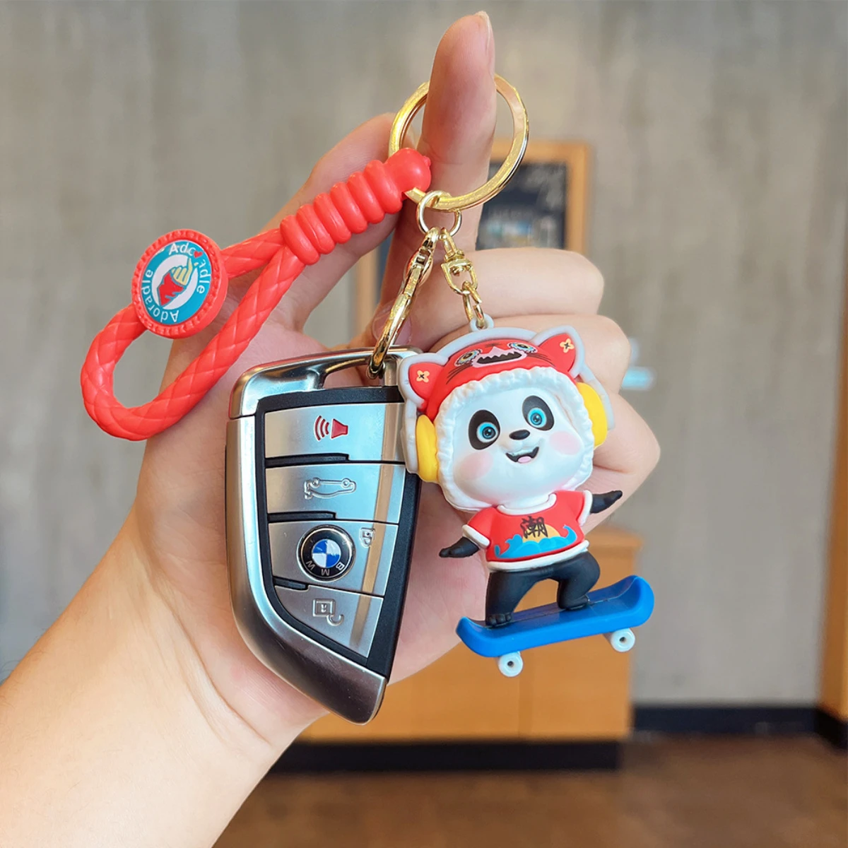 Trendy Opera Face Changing Panda Keychain Cartoon Creative Backpack Pendant Car Hanging Decoration Couple's Small Gift