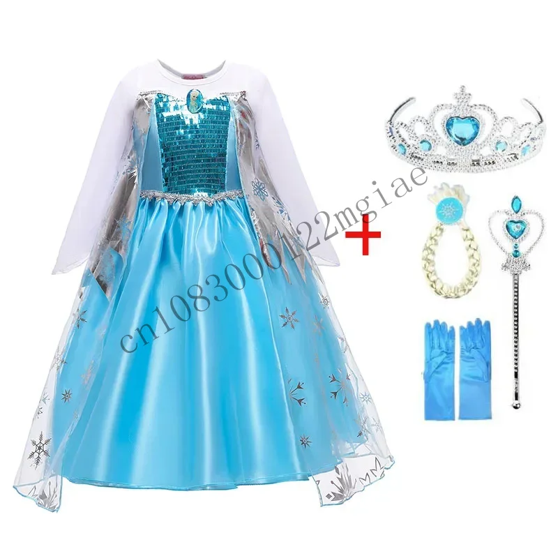 Princess girl dresses snow queen Barbie costume for Kids Cosplay dress up Halloween Christmas Carnival patrty clothing 4-cmm221