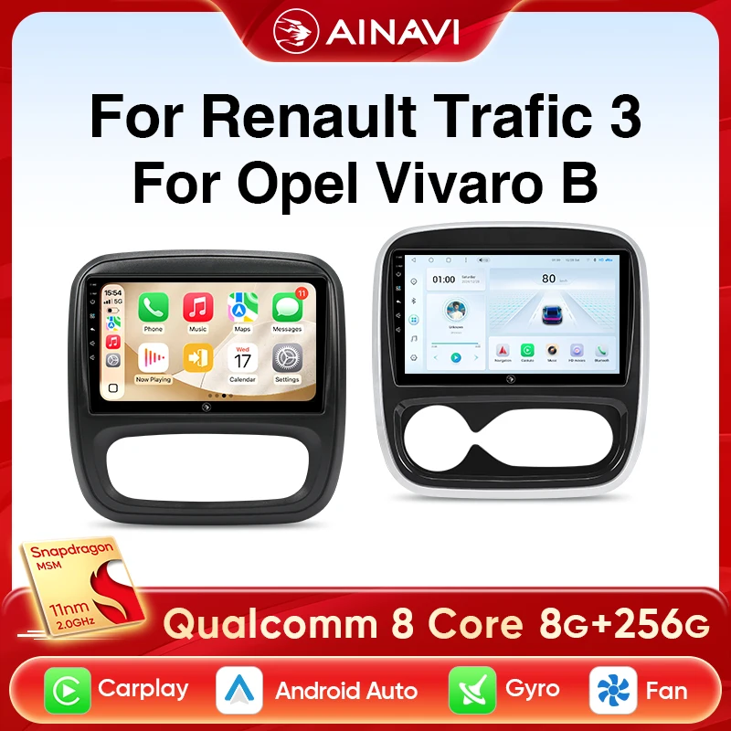 Ainavi Autoradio für Renault Trafic Opel Vivaro B 2014 2015 2016 2017 2018. Drahtloses Carplay Android Auto Auto Multimedia Player