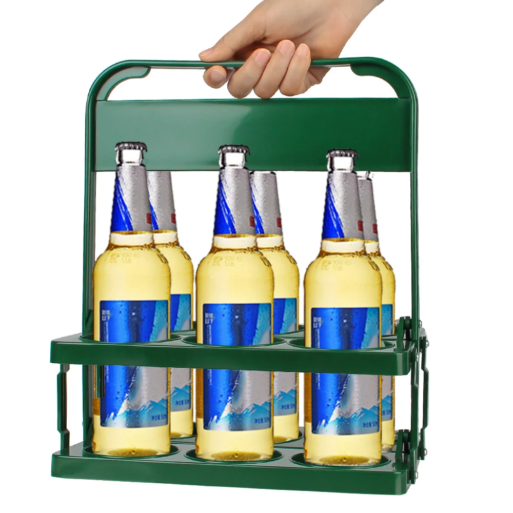 6 Pack Wine Rack Bar Beverage Display Basket Durable Foldable Beer Bottle Carrier Drink Caddy Holder Cup Organizer Reusable