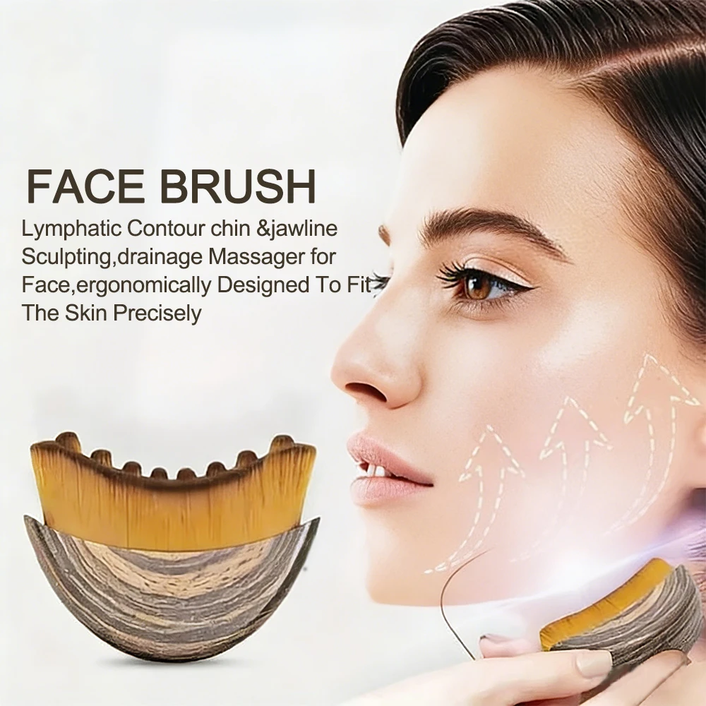 Face Brush Lymphatic Contour Chin & Jawline Sculpting, Drainage Massager for Face, Ergonomically Designed to Fit the Skin Precis