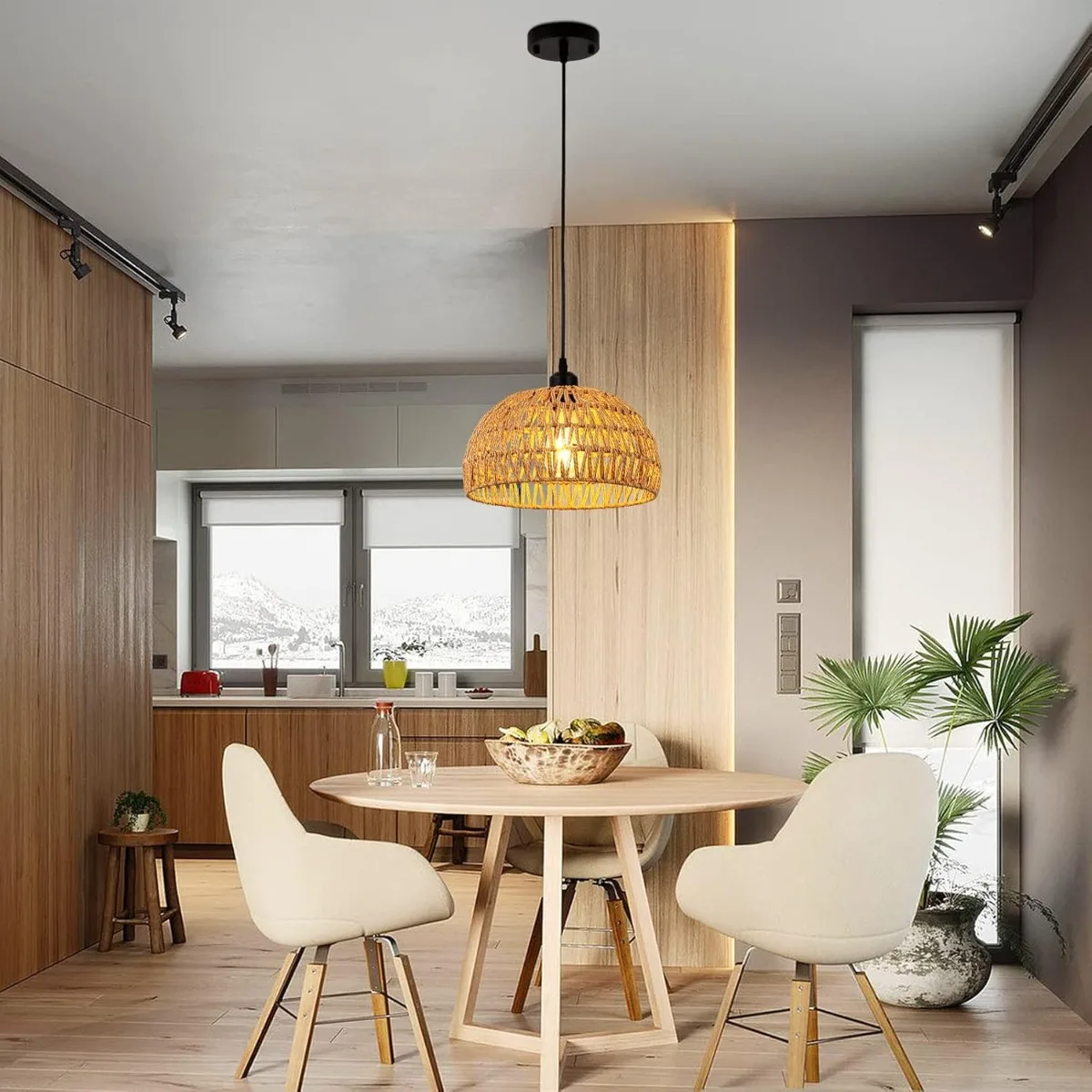 JOYINLED Hand Woven Paper Rope Chandelier Japanese Style Pendant Light Pastoral Zen Ceiling Lamp Tea Room Restaurant Bedroom