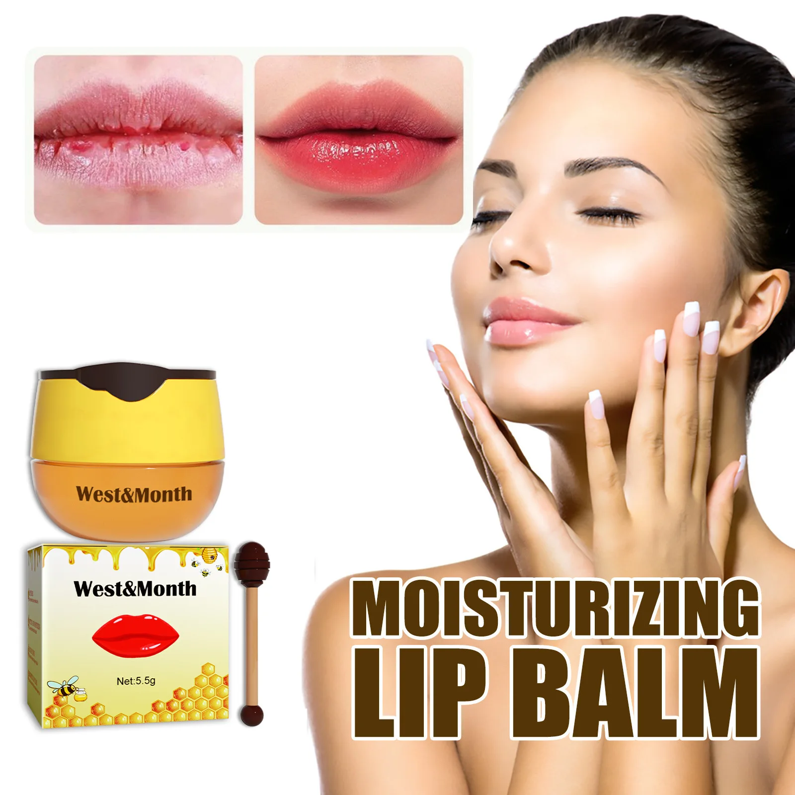 

WestMonth Honey Lip Balm Moisturizing Moisturizing Lightening Lip Lines Moisturizing NonGreasy And Easy To Absorb Lip Mask 1pcs