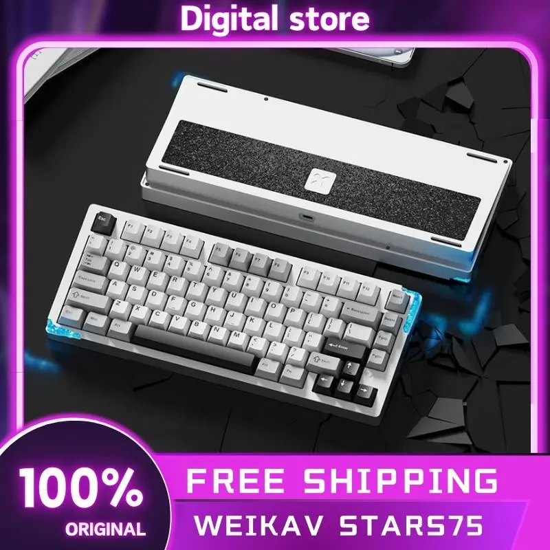 Weikav Stars75 Keyboard Aluminum Alloy Custom Keyboards 3 Mode Wireless Mechanical Keyboards Hot Swap Support Via/Qmk Christmas