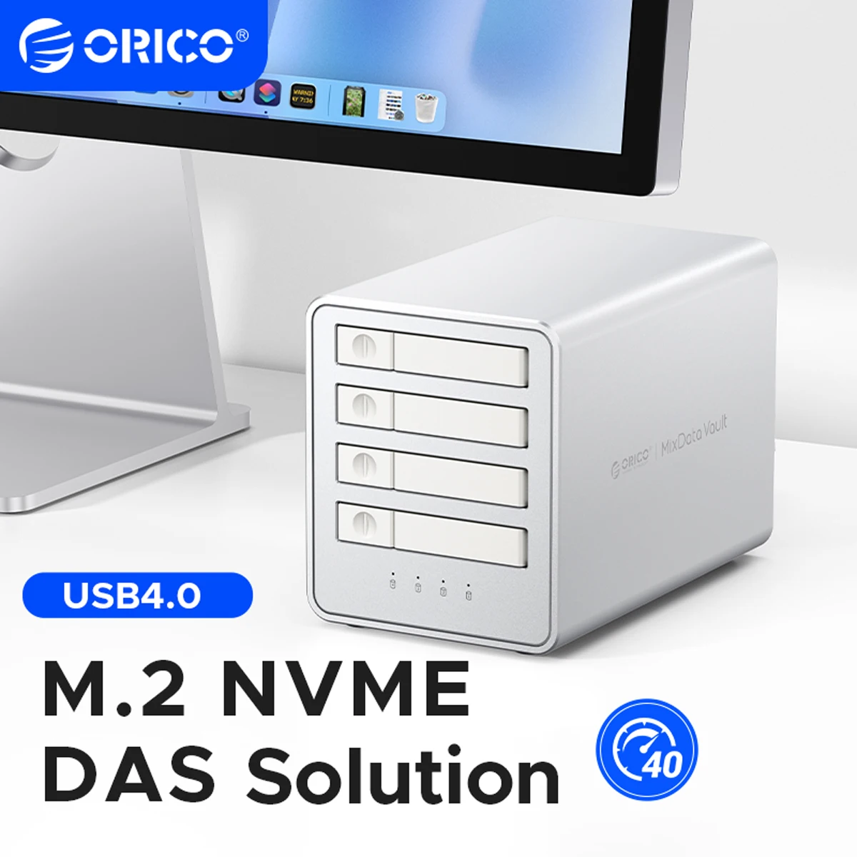 ORICO M.2 NVME SSD 40Gbps All-flash Disk Enclosure With Cooling Fan Multi-raid DAS Solution for Photographer Video Editor