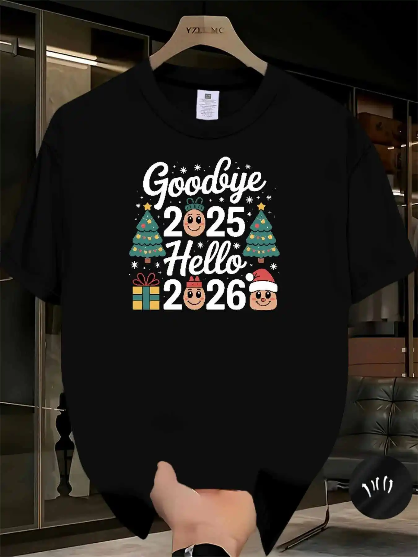 

Спортивная футболка с креативным граффити-принтом к Новому году, унисекс, в креативном стиле, мужская повседневная футболка