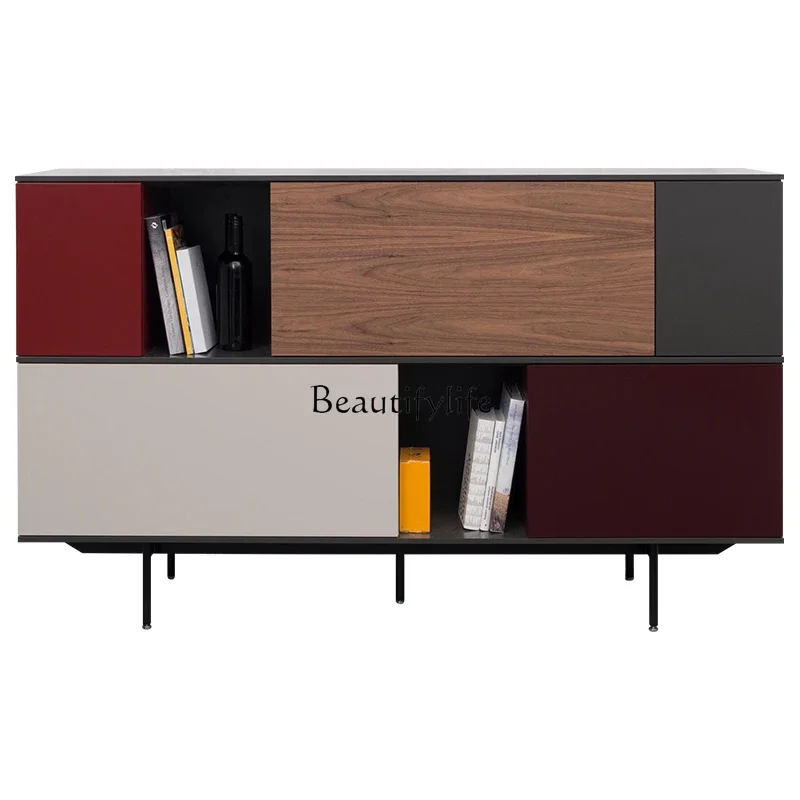 

FG10Italian minimalist side cabinet Nordic light luxury contrasting color storage locker