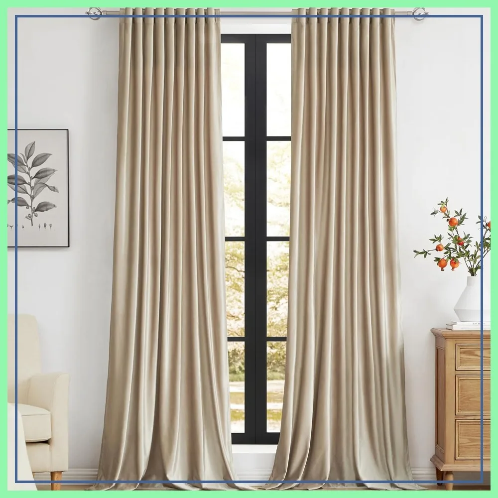 

Velvet Curtains 108 Inch Long for Living Room, Set of 2 Panels Blackout Room Darkening Heavy Decorative Drapes for Bedroom