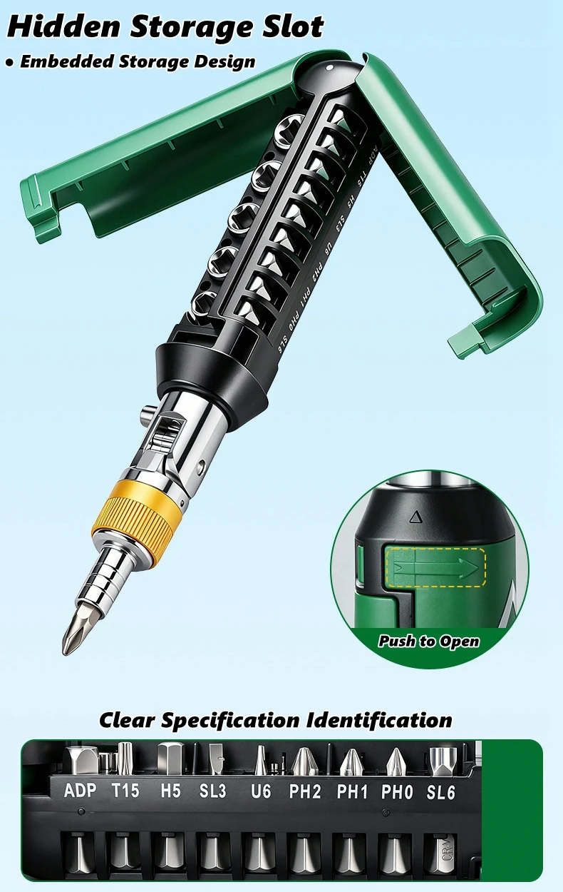 14-in-1 Multifunktions-Drehratschenschraubendreher Torx Phillips Magnetischer Schraubendreher-Bits Motorreparaturwerkzeug Schraubendreher-Bit-Set – Detail 5