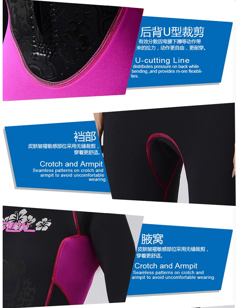 3MM Women Full Body Neoprene Keep Warm Spearfishing Kayaking Swim Diving Suit Scuba Long Sleeve Snorkeling Drifting WetSuit