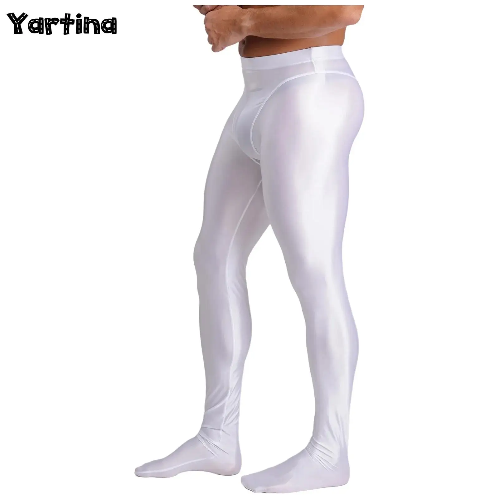 

Мужские масляные глянцевые эластичные чулки, колготки, леггинсы, эластичные искусственные колготки из 2 предметов, брюки с высокой талией, спортивный костюм для йоги и фитнеса