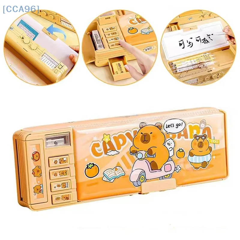 

Multifunctional Capibara Pencil Case Large Capacity Password Lock Stationery Box Double Layer High-tech Pen Box NO Stationery