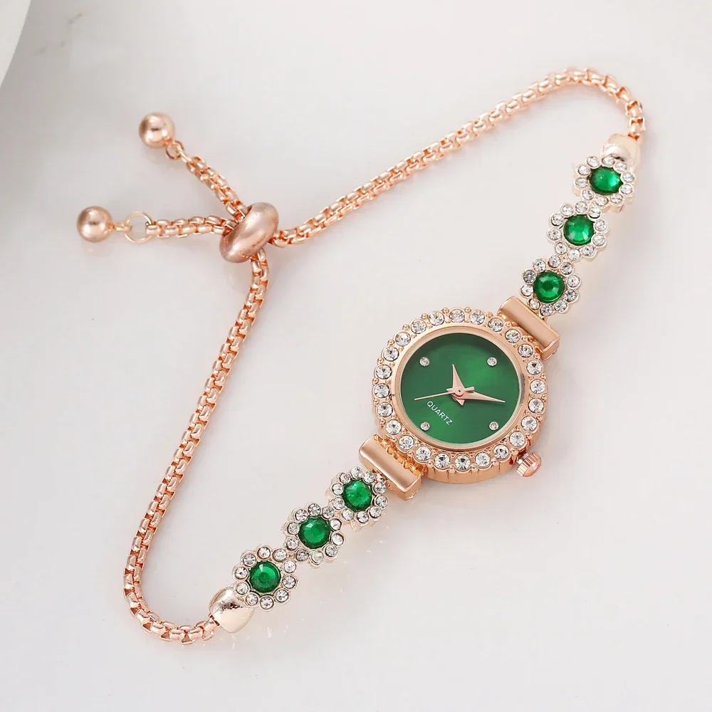 Hot selling lazy free pull-out women's bracelet women's watch fashionable color diamond inlaid fashionable temperament quartz