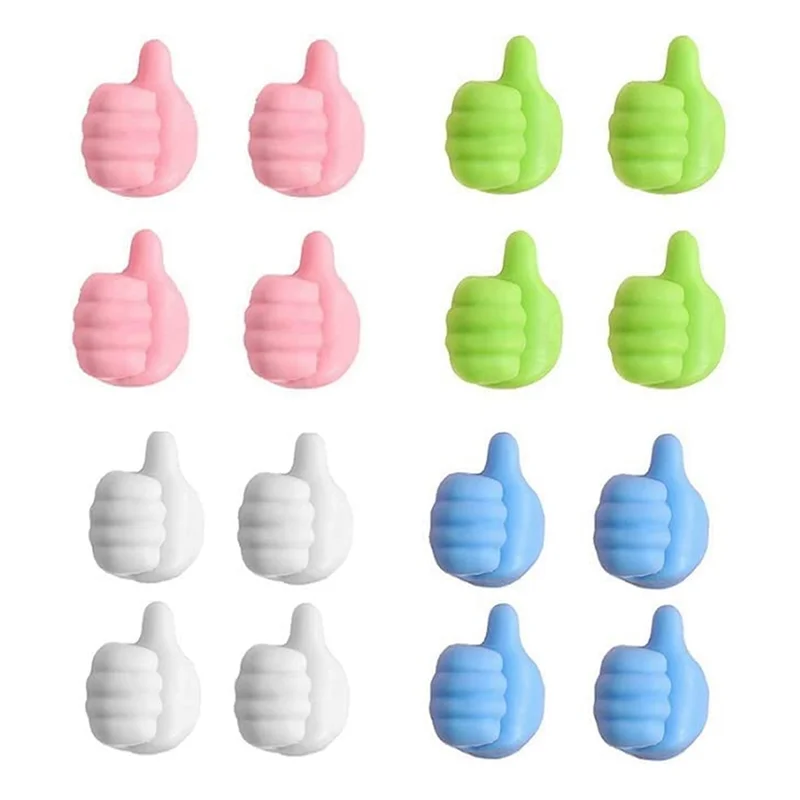 16Pcs Multifunctional Thumb Wall Hook Silicone Thumb Wall Hook Creative Self Adhesive for Storing Data Cables/Earphones