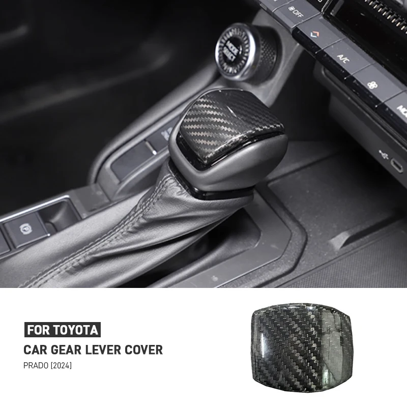 

Real Carbon Fiber Car Gear Shift Knob Cover Trim Decoration Sricker For Toyota Land Cruiser Prado 2024 Car Interior Accessories