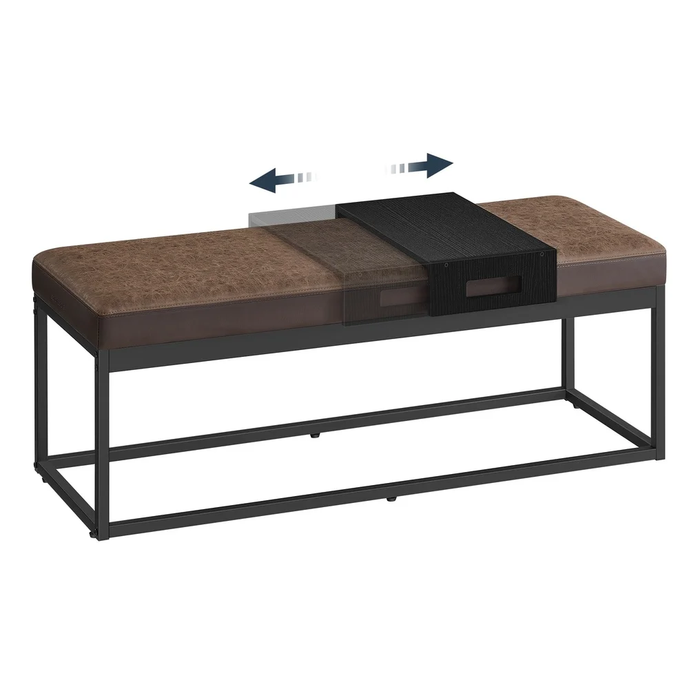 Multi-functional Ottoman Bench Footstool Coffee Table Shoe Bench with Reversible Top Tray Sturdy Steel Frame Indoor Use