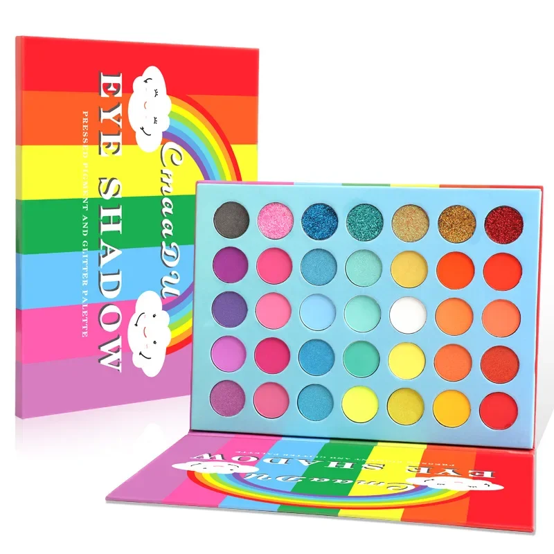 35 Colors Pastel Eyeshadow Palette Waterproof Rainbow Neon Eyeshadow Pallete Colorful Eye Shadow Lasting Pigment