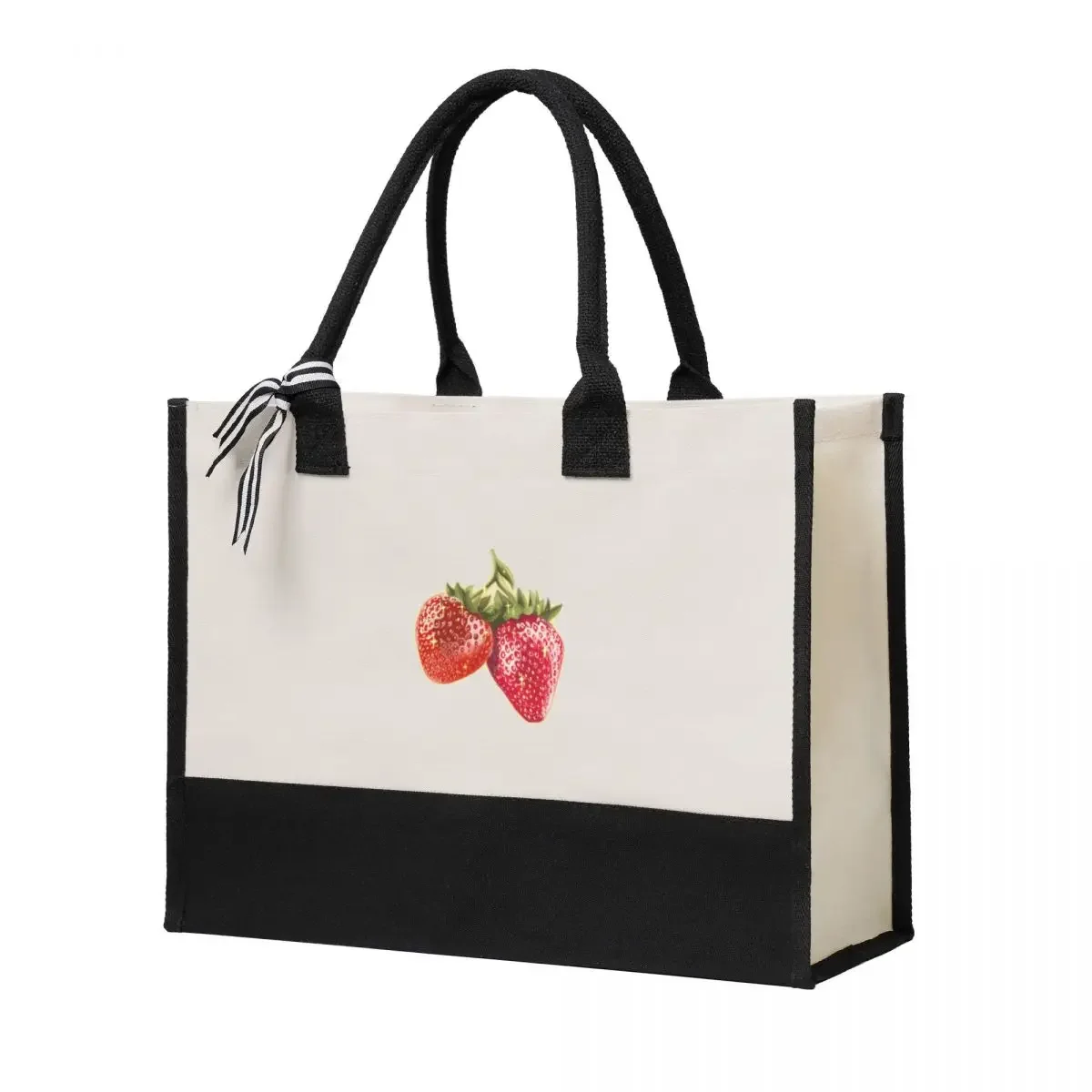 

Canvas Gift Shopping Bag Strawberry Sparkle Fruit Canvas Large Capacity Bag Customizable Quality Gifts