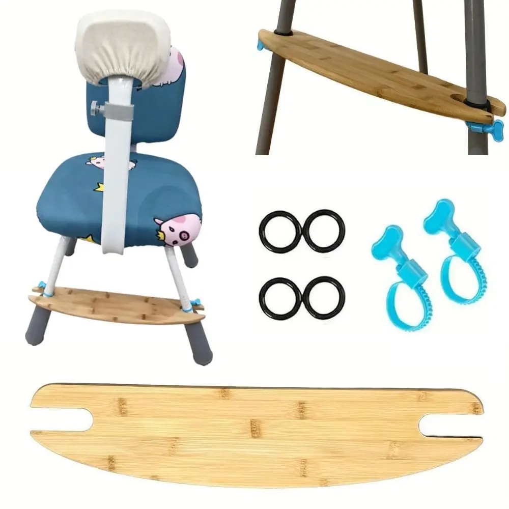 Natural Bamboo Wooden High Chair Footrest 50cm Universal Toddler Chair Footrest Adjustable Baby Highchairs Pedal