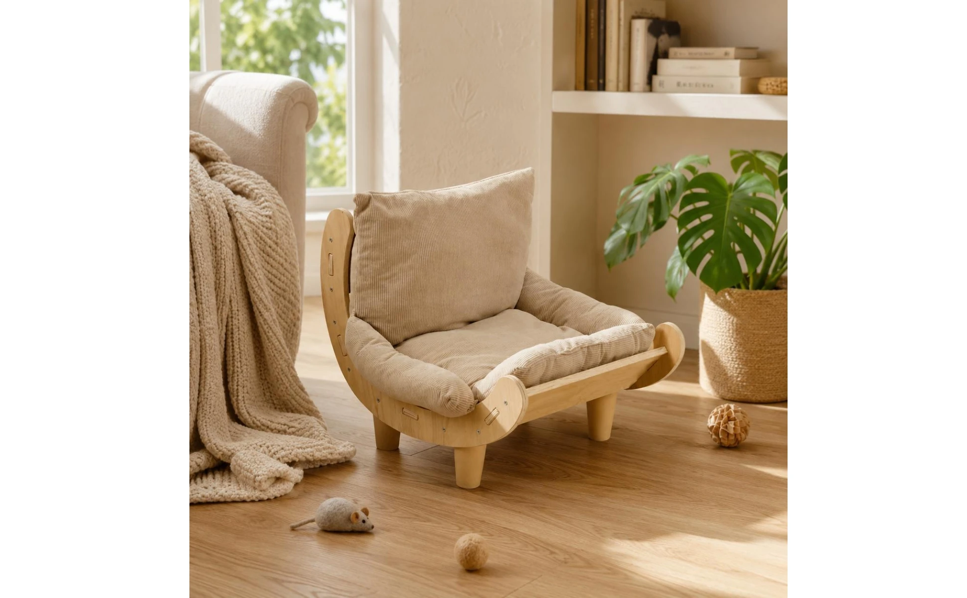 Feline Scratcher Bed 2-in-1 Sisal Feline Lounger Pet Furniture Corrugated Cardboard Long-Lasting