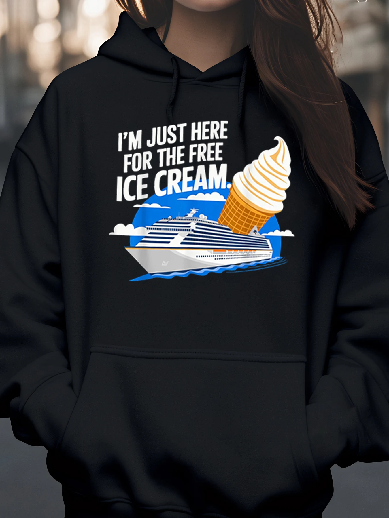 

Толстовка с рисунком круизного корабля и мороженого, одежда для летних каникул и путешествий для женщин и девочек