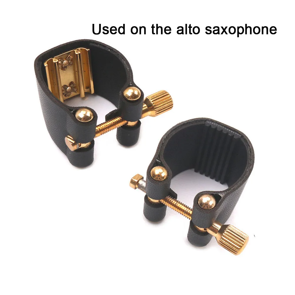 For Alto Sax Saxophone Ligature Accessories Black Compact Fastener Ligatures Mouthpiece PU Leather+Metal Parts