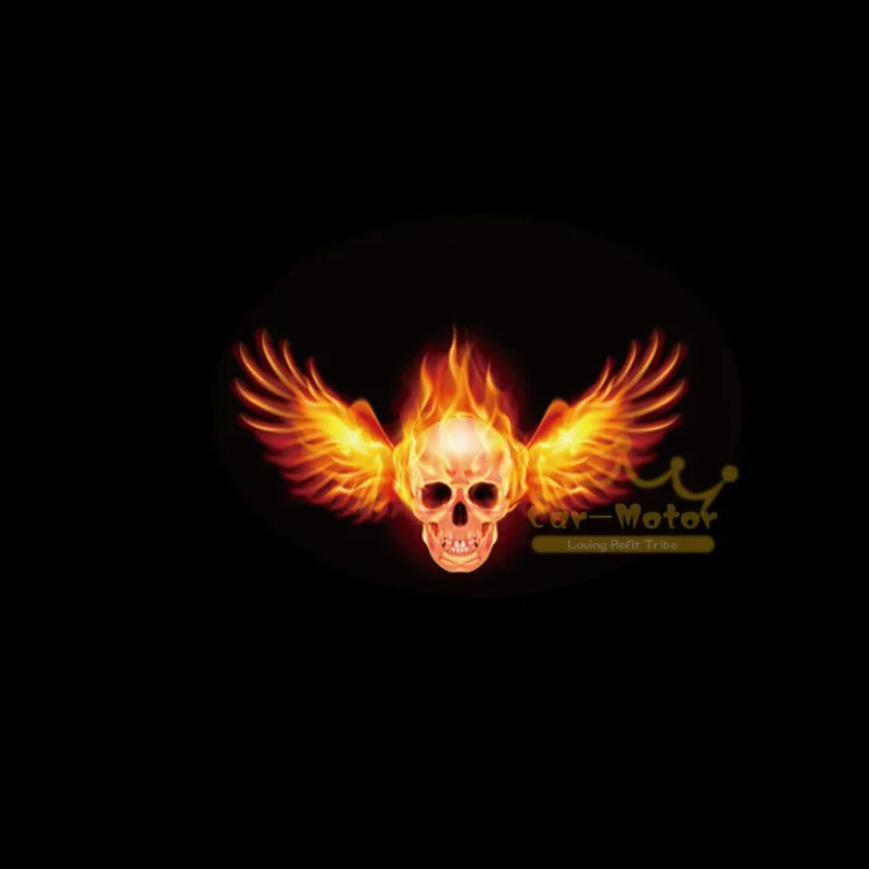 2pcs Flaming Angel Wings Ghost Skull Logo LED Wired Car Laser Projector Door Welcome Light Ghost Shadow Puddle Spotlight