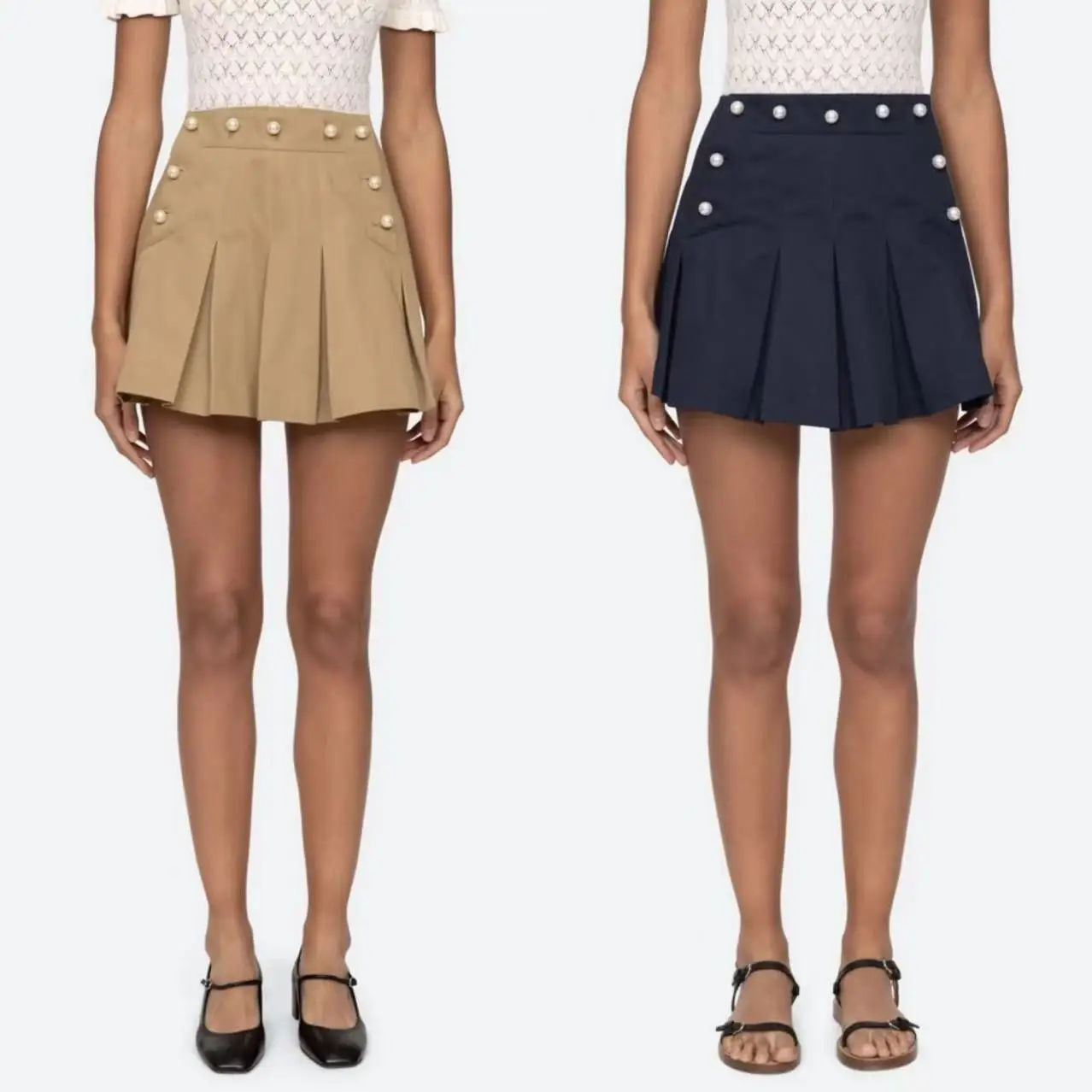 

Early 2025 A-Line Skirt Pearl Decorated Pleated f Skirt Age-Defng Versatile French Sle Cotton Skirt for Women