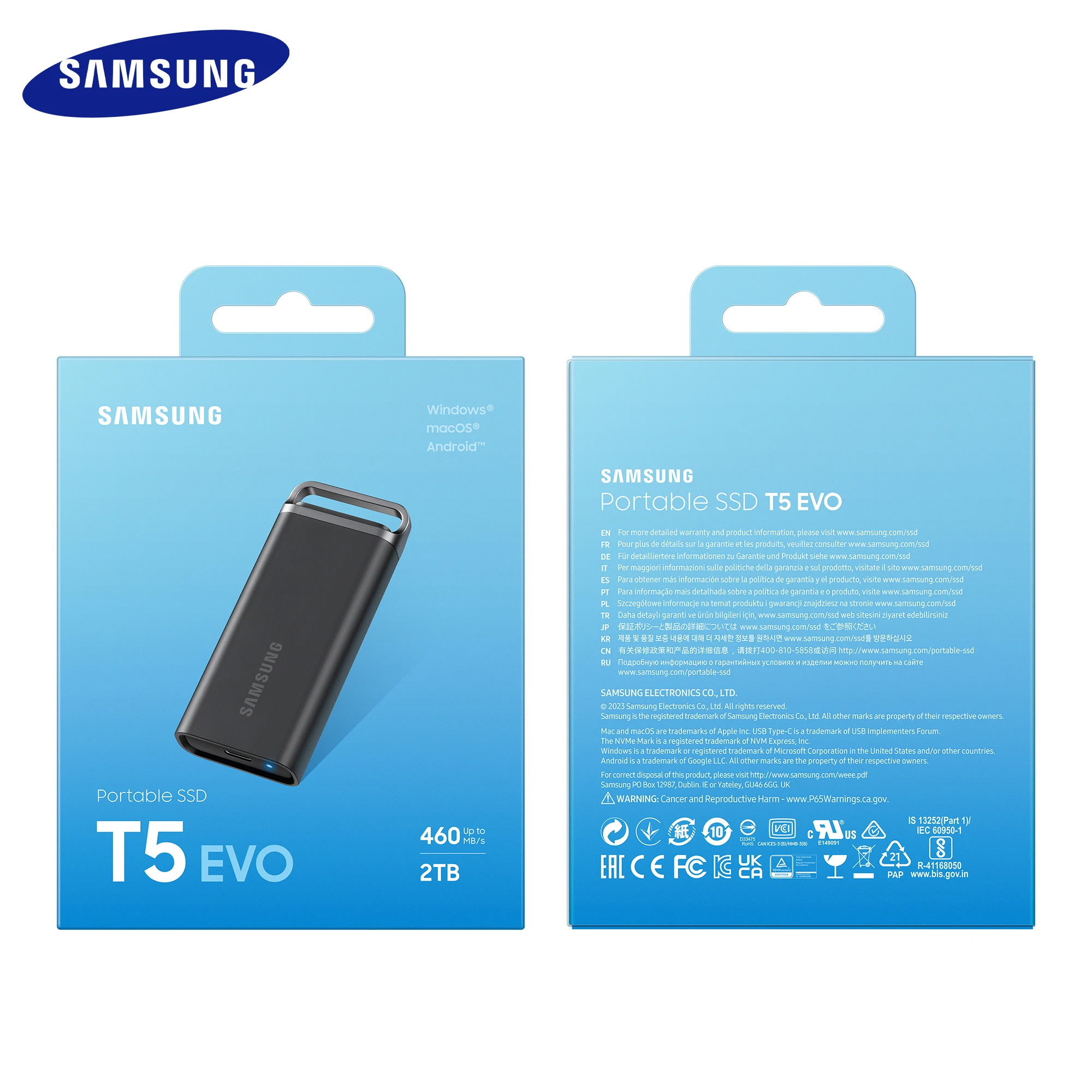 Original samsung pssd t5 evo 2tb 4tb 8tb mobile speicher diskette tragbares solid state drive usb 3,2 typ c 460 mb/s pssd für pc/mac