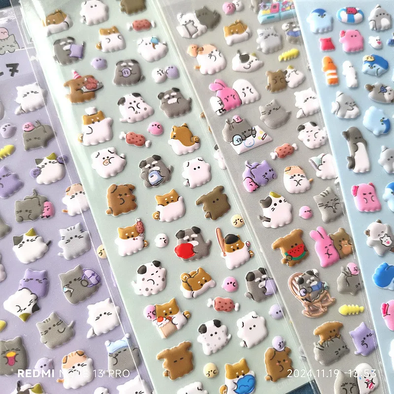 4 Pcs Cute Adorable Animal EVA Bubble Stickers - Multiple Styles of Lovely Cartoon Decor, Perfect for Scrapbook Diary & Notebook