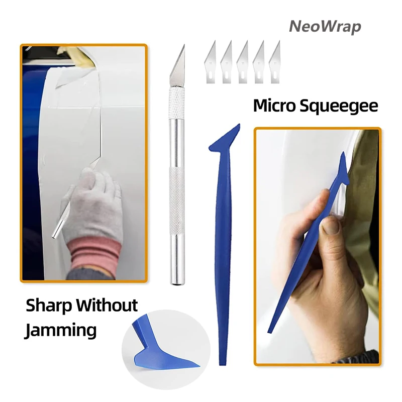 Car Vinyl Wrap Tool Window Tint Film Kit Large Felt Squeegee Edge Trimmer Corner Squeegee Scraper for Installing Car Sticker