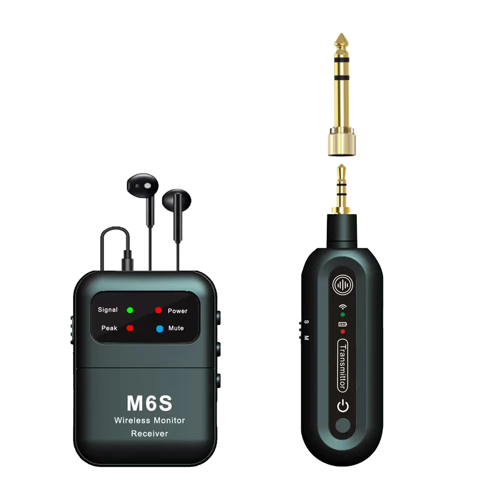 M6S 2.4G Mini Plastic Wireless In-Ear Monitr System with Noise Cancelling for Stage Monitoring Professional Ear Return