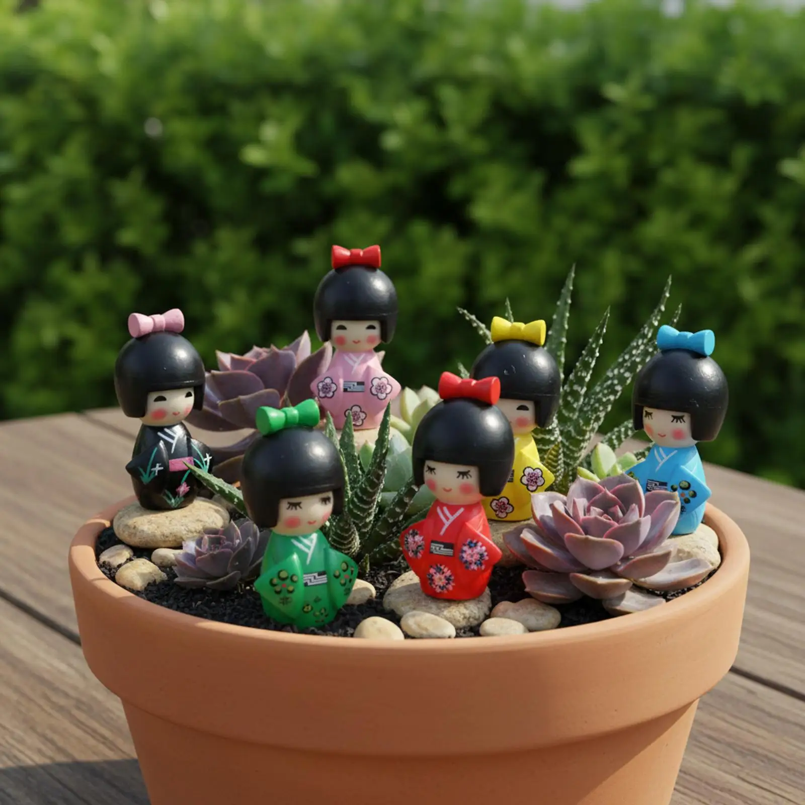 6Pcs Japanese Dolls Traditional Kimono Girls Dolls Collectible Modern Tabletop Fairy Garden Japan Girl Statue Small Figurine