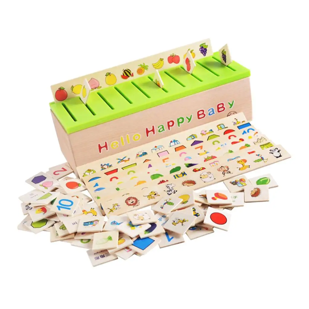 

Toddler Kids Wooden Matching Grouping Toys Puzzble Box Early Development