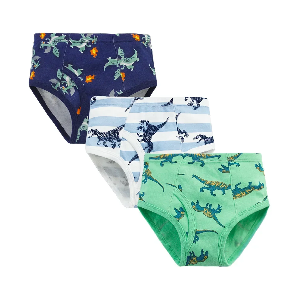 3pcs Per Pack Boys Dinosaur Panties Cotton Student Underpant Teen Briefs Shorts Underwear for Puberty Boys Teenages KF303