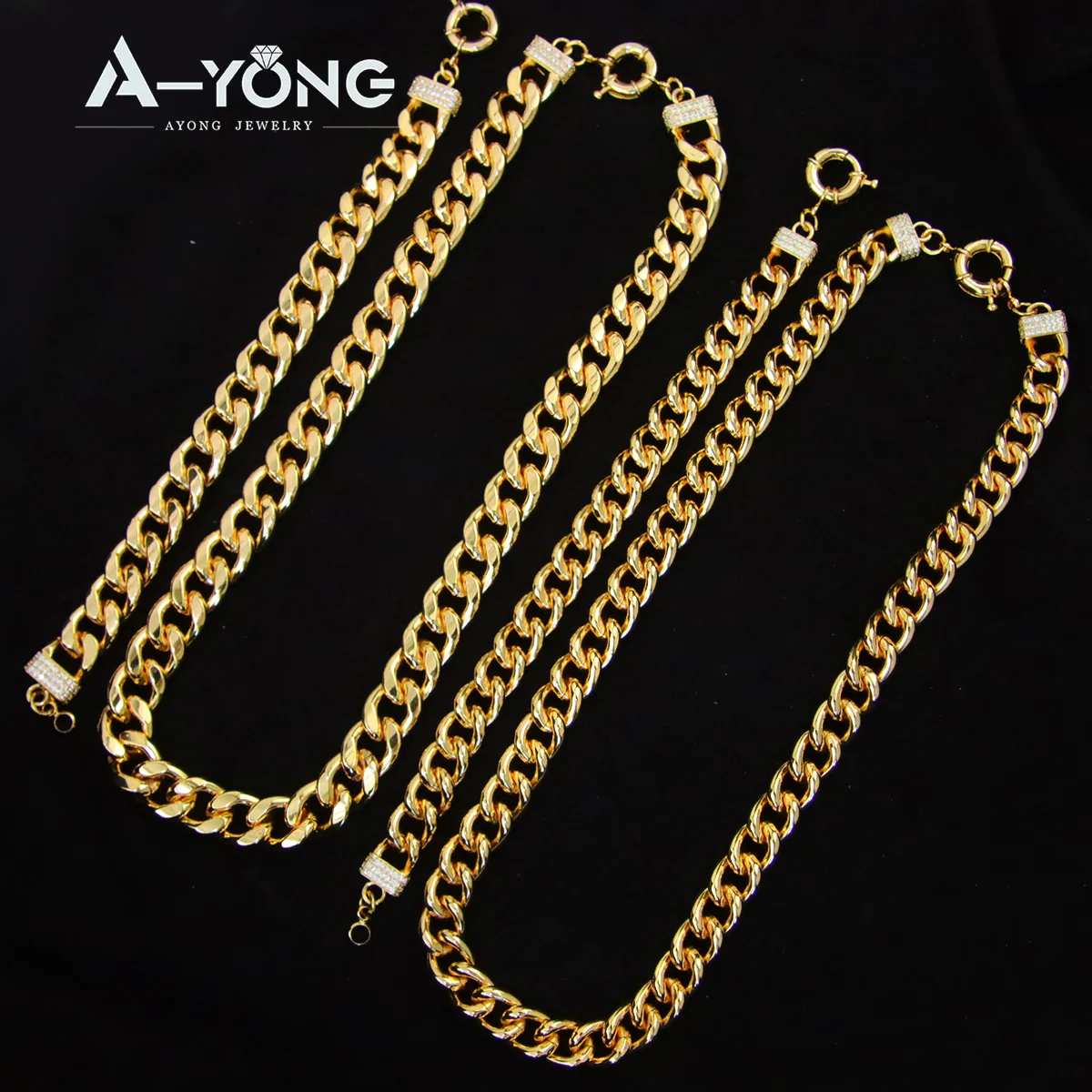 Luxus Hip Hop Schmuck Set 21k Gold Überzogene Dubai Fashoin Kubanischen Kette Halskette Arabisch Frauen Männer Punk Event Party schmuck – Detail 4