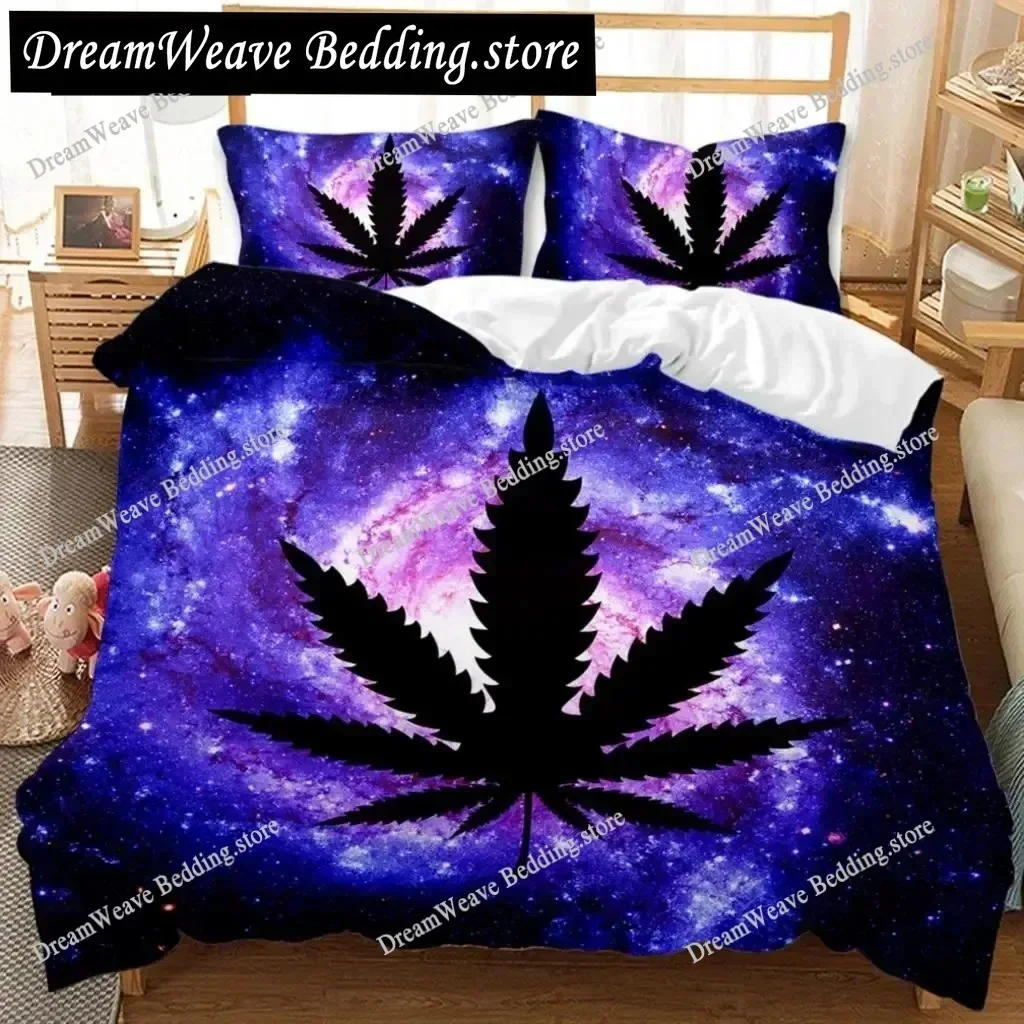 Bedding Decor New Arrival Weed Leaves Bedding Set Single Twin Queen King Size Quilt Cover Pillowcase Duvet Cover Polyester Comfo