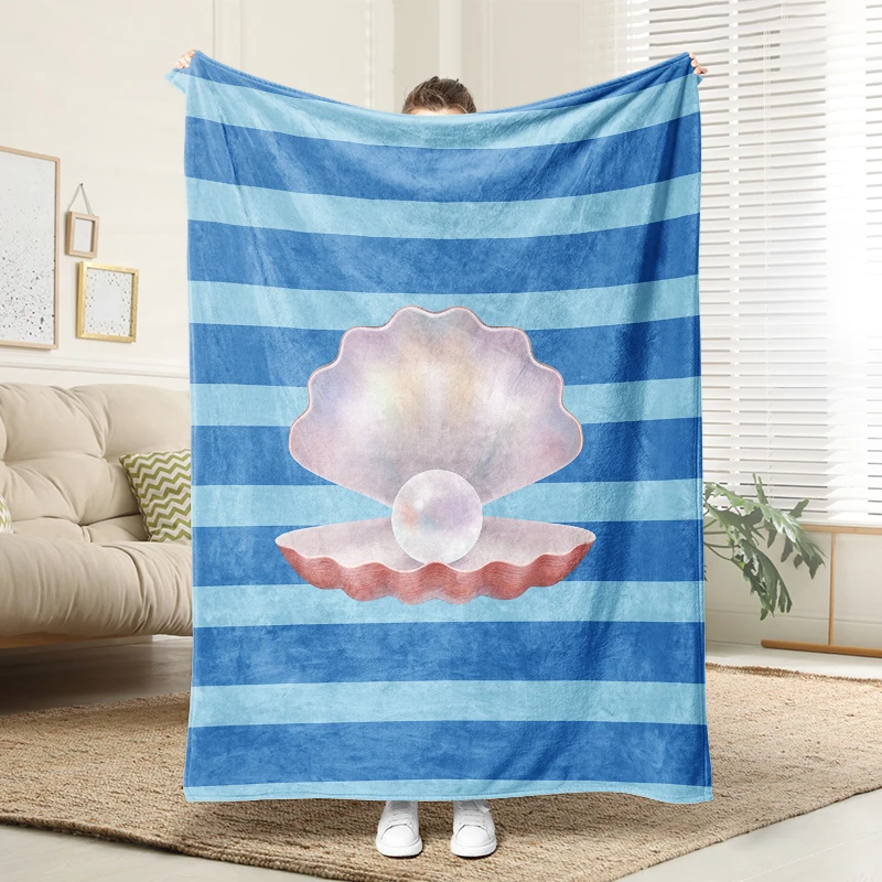 

Disney Shell Pearl Printed Blanket Soft Flannel Throw Warm Plush Sofa Bed Cover Ocean Style Home Decor Gift