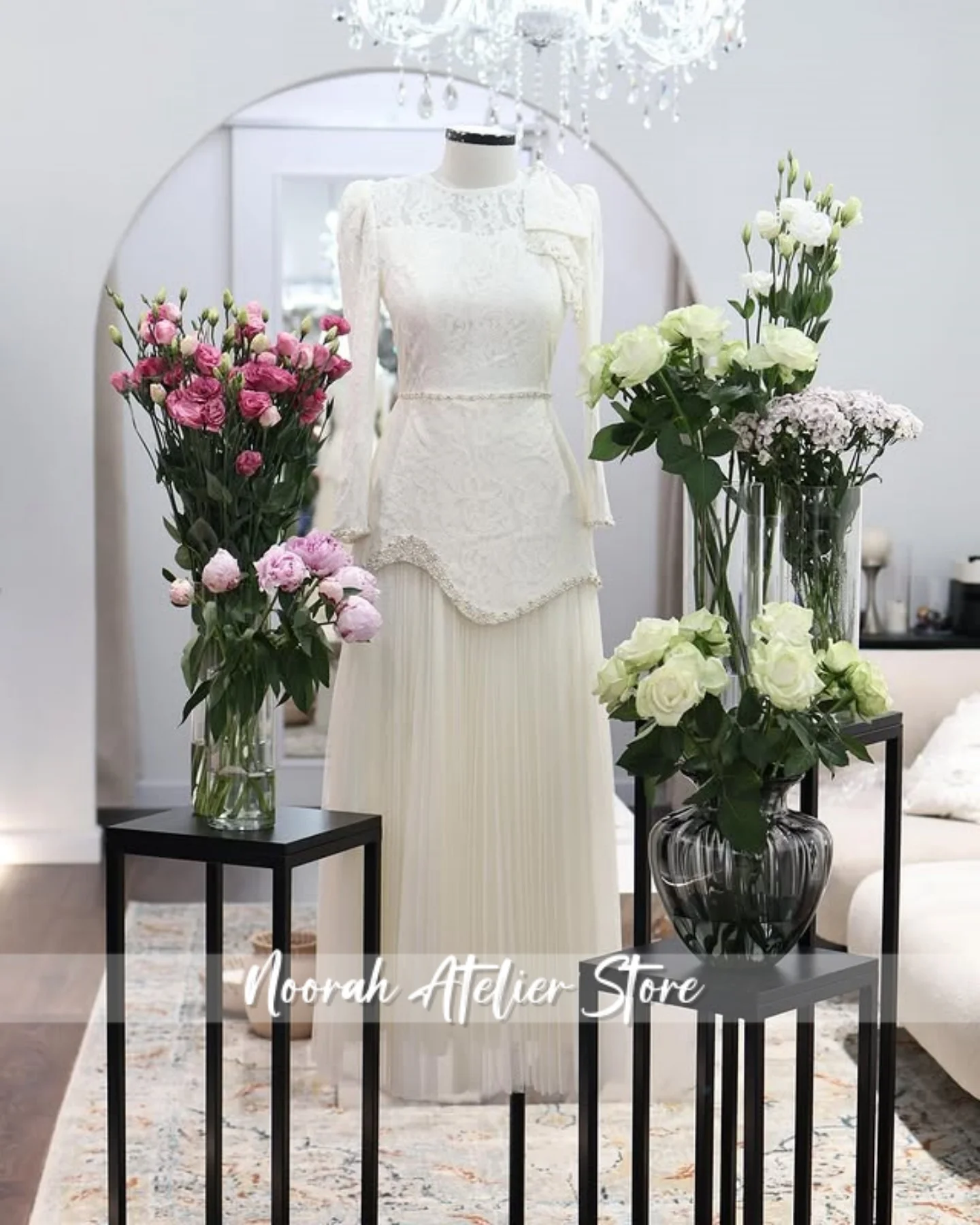 Nuevo musulmán encaje blanco O N manga larga vestidos de noche de lujo para mujer 2025 Dubai arco vestido de celebridad vestido de graduación personalizado