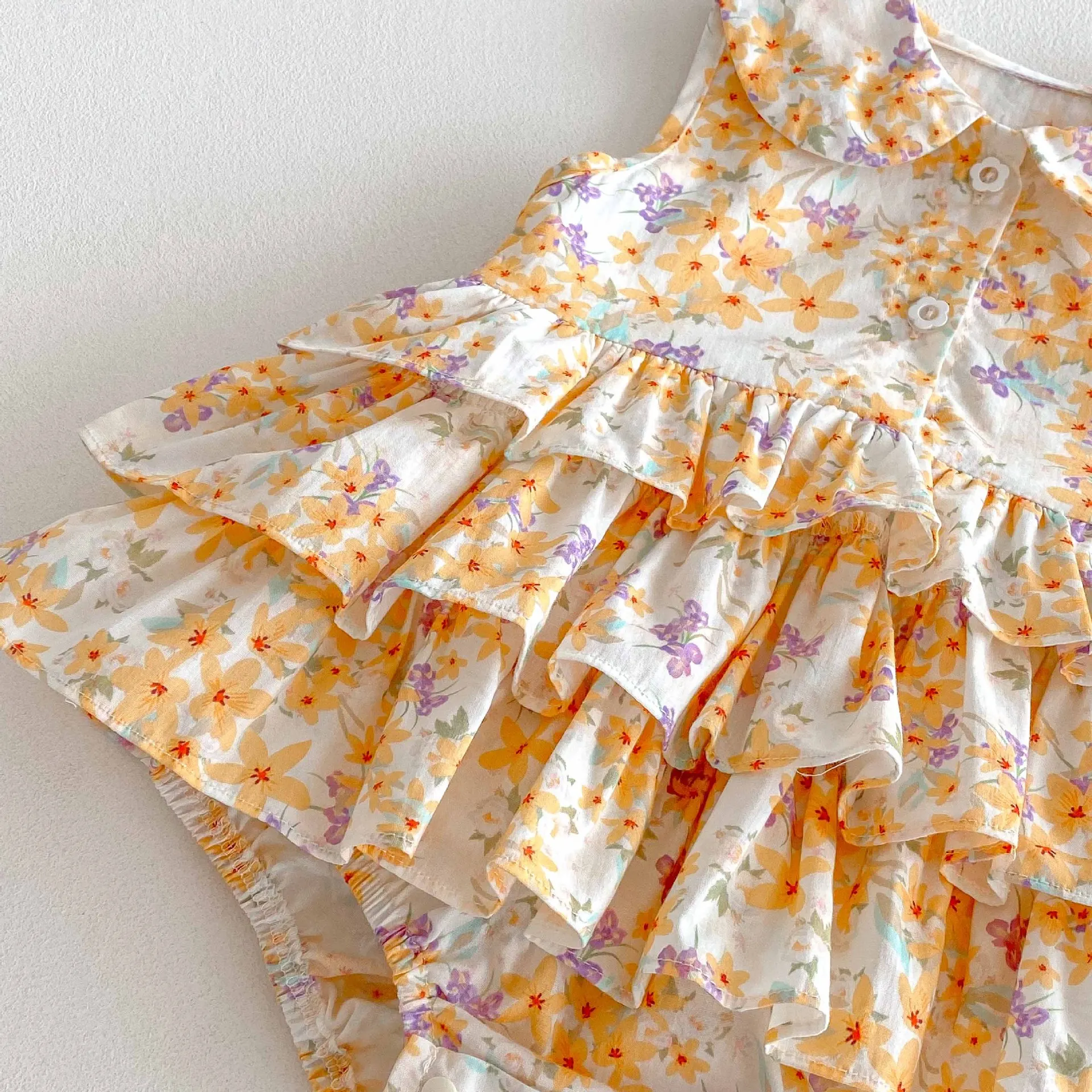 Neues Sommerkleid für Babymädchen mit Neckholder-Oberteil - Frisches und Leichtes Ärmelloses Prinzessinnen-Wickelkleid – Detail 7