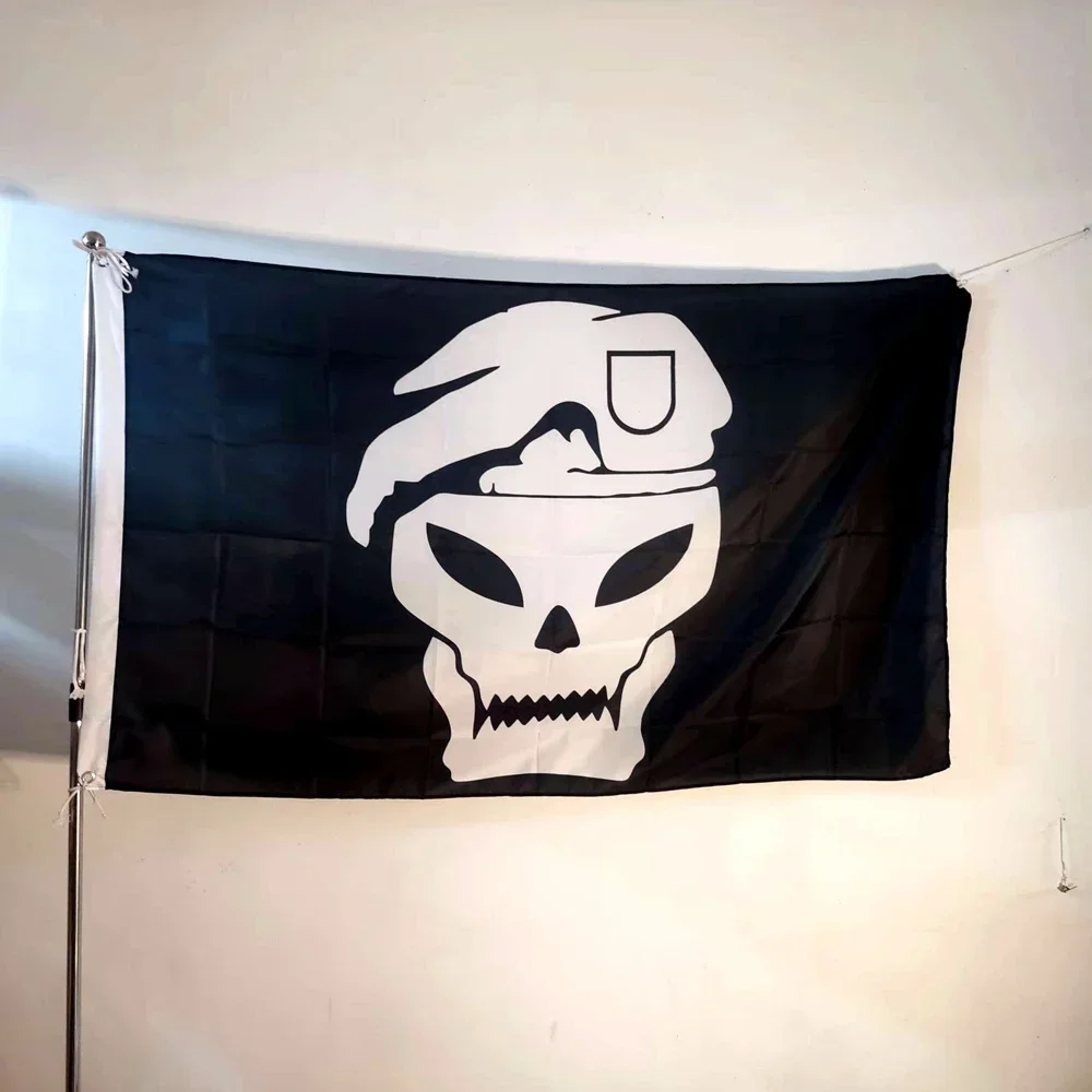 Skull Flag Beret Soldier Flag Outdoor Hanging For Decor 150x90cm Polyester Hanging Banner