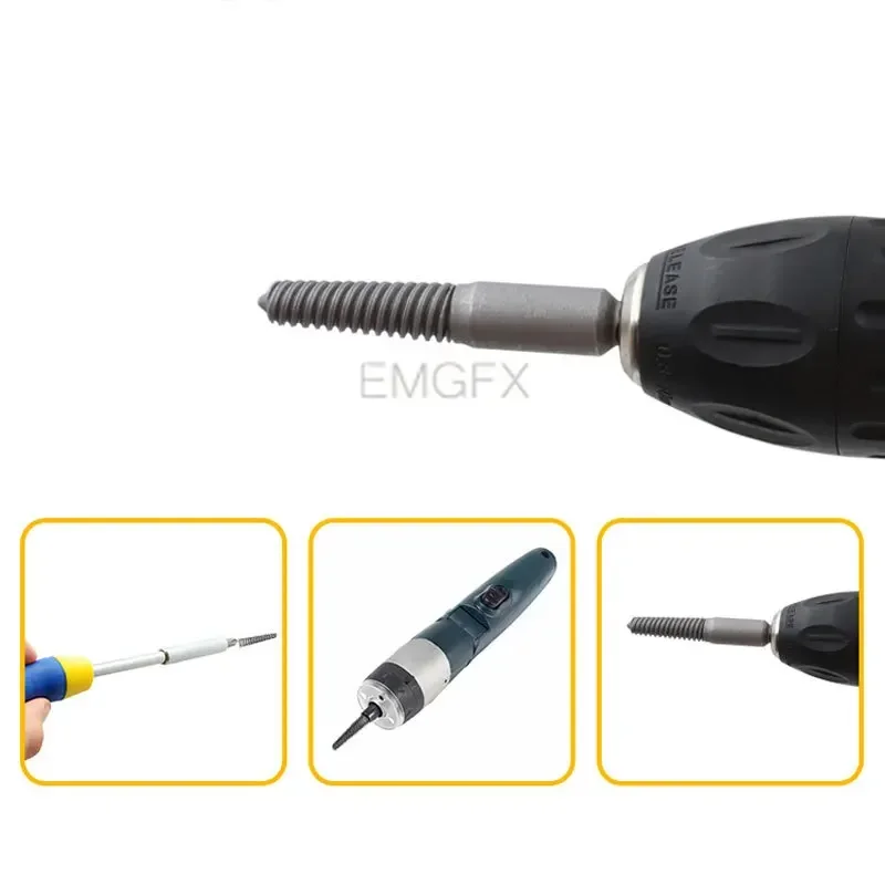 Conjunto extractor parafuso danificado, broca, mão esquerda bit, ferramenta elétrica, ferramenta reversa para decapagem quebrada, 5pcs